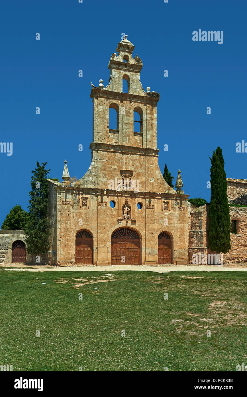 Ruins of the former medieval convent of San Francisco from the 13th century in the village of Ayllon, Segovia, Spain, Europe Stock Photo