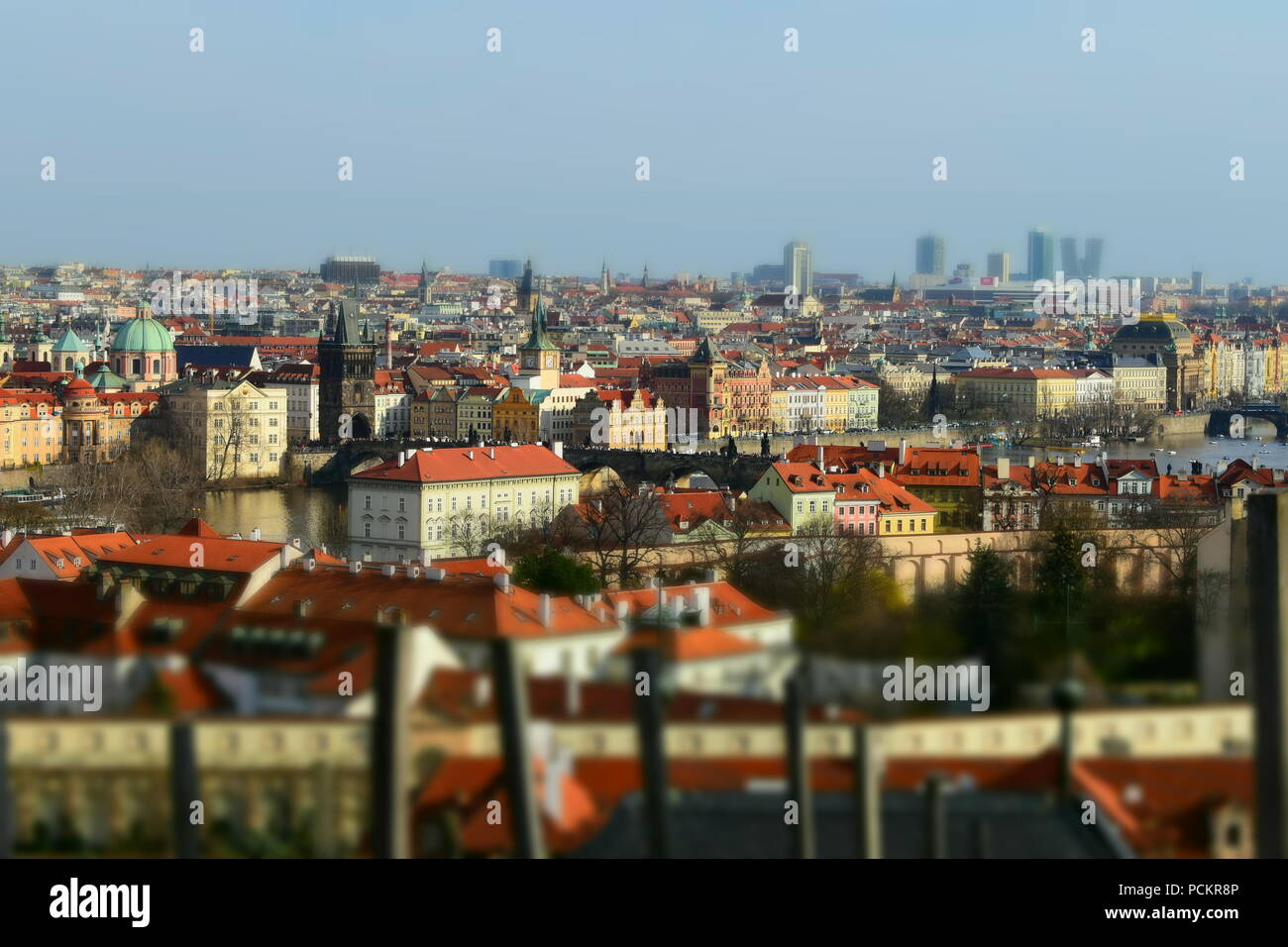 Prague is the capital and largest city in the Czech Republic, the 14th larges city in the European Union and the historical capital of Bohemia. Stock Photo