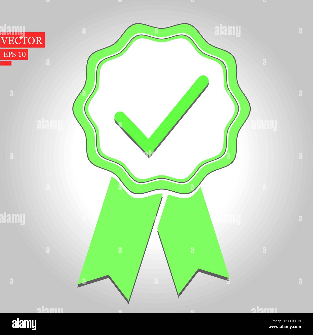 Green approval certificate vector illustration isolated on white background Stock Vector