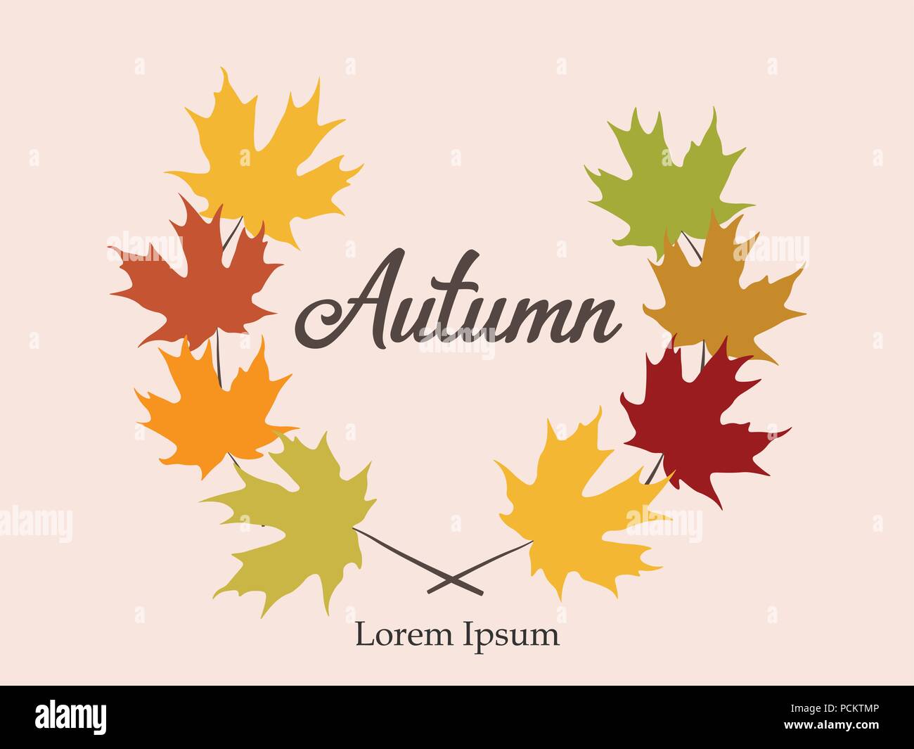 Autumn frame background. Wreath of autumn leaves. Multicolored maple, oak and ash  leves. Vector EPS 10 Stock Vector