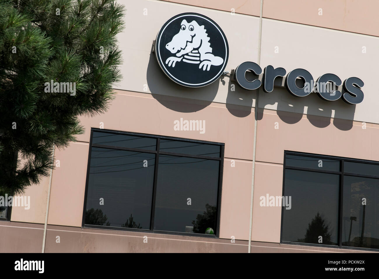 A logo sign outside of the headquarters of Crocs, Inc., in Niwot, Colorado,  on July 21, 2018 Stock Photo - Alamy