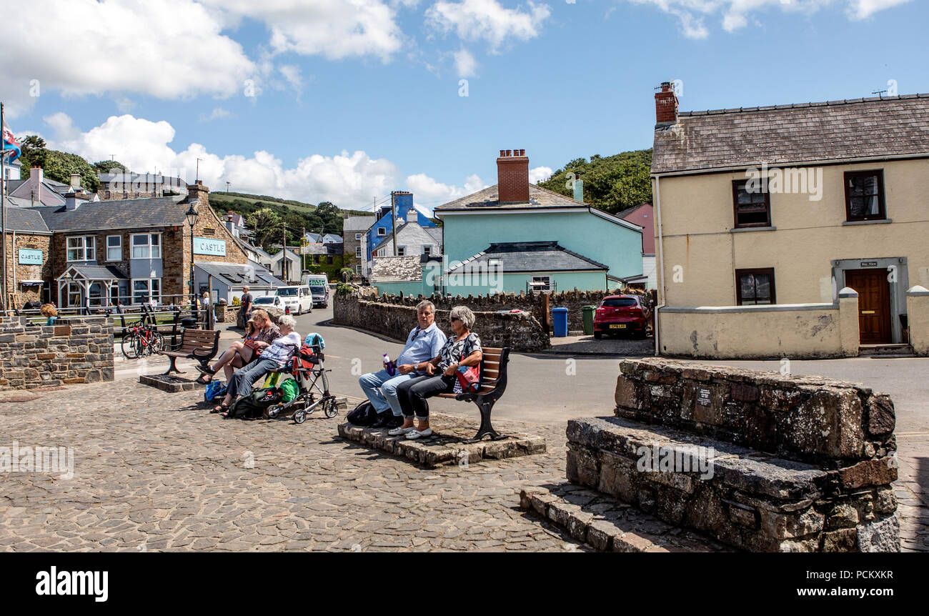 Tourists in Little Haven Pembrokeshire Wales UK Stock Photo