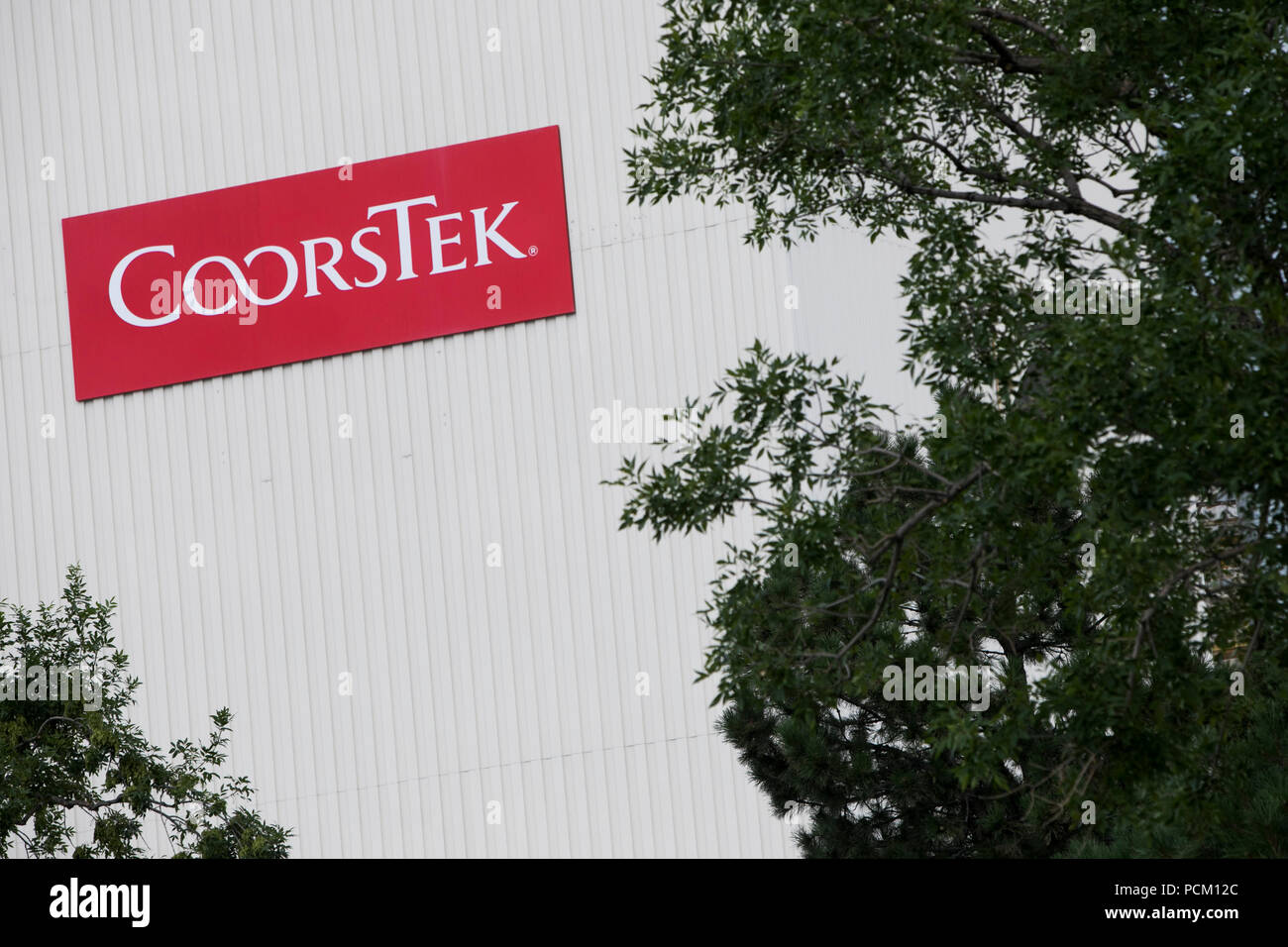 A logo sign outside a facility occupied by CoorsTek in Golden, Colorado
