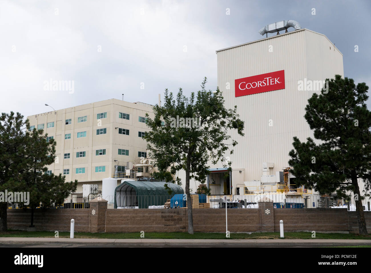 A logo sign outside a facility occupied by CoorsTek in Golden, Colorado