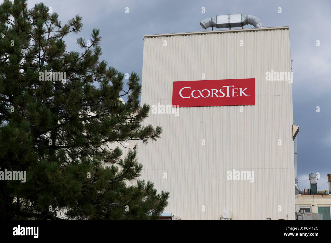 A logo sign outside a facility occupied by CoorsTek in Golden, Colorado