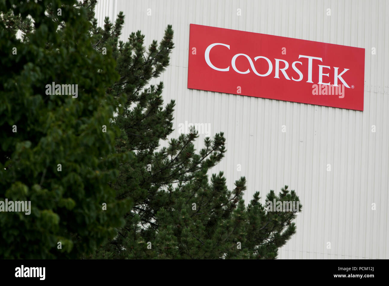 A logo sign outside a facility occupied by CoorsTek in Golden, Colorado