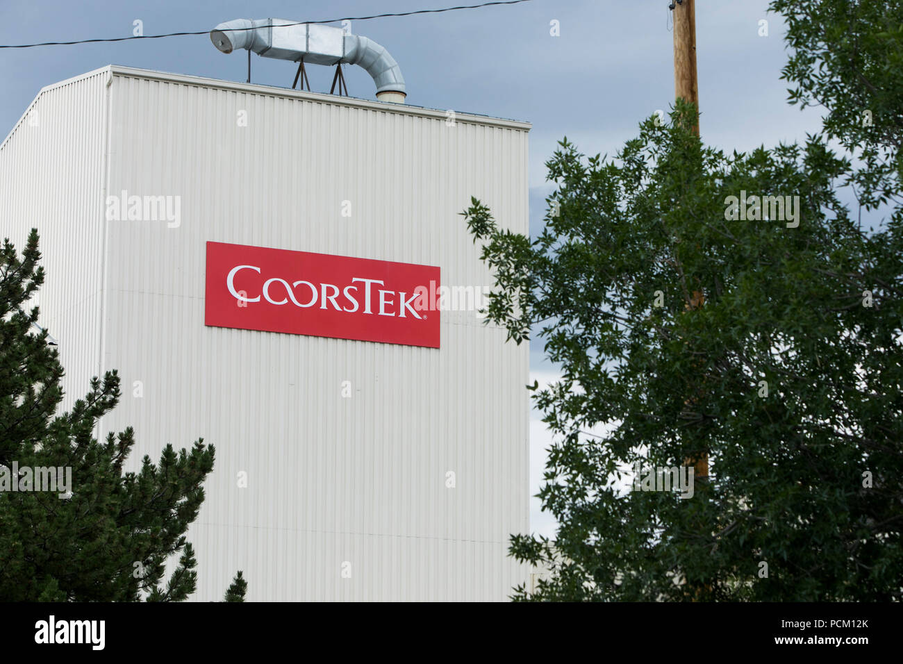 A logo sign outside a facility occupied by CoorsTek in Golden, Colorado