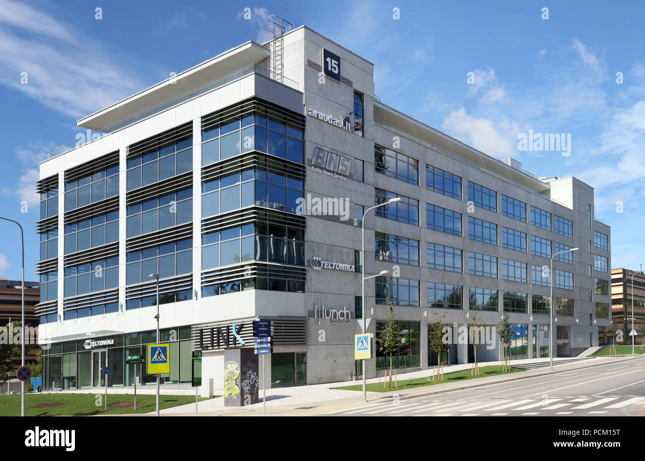 VILNIUS, LITHUANIA JULY 06, 2018 Modern office building of the