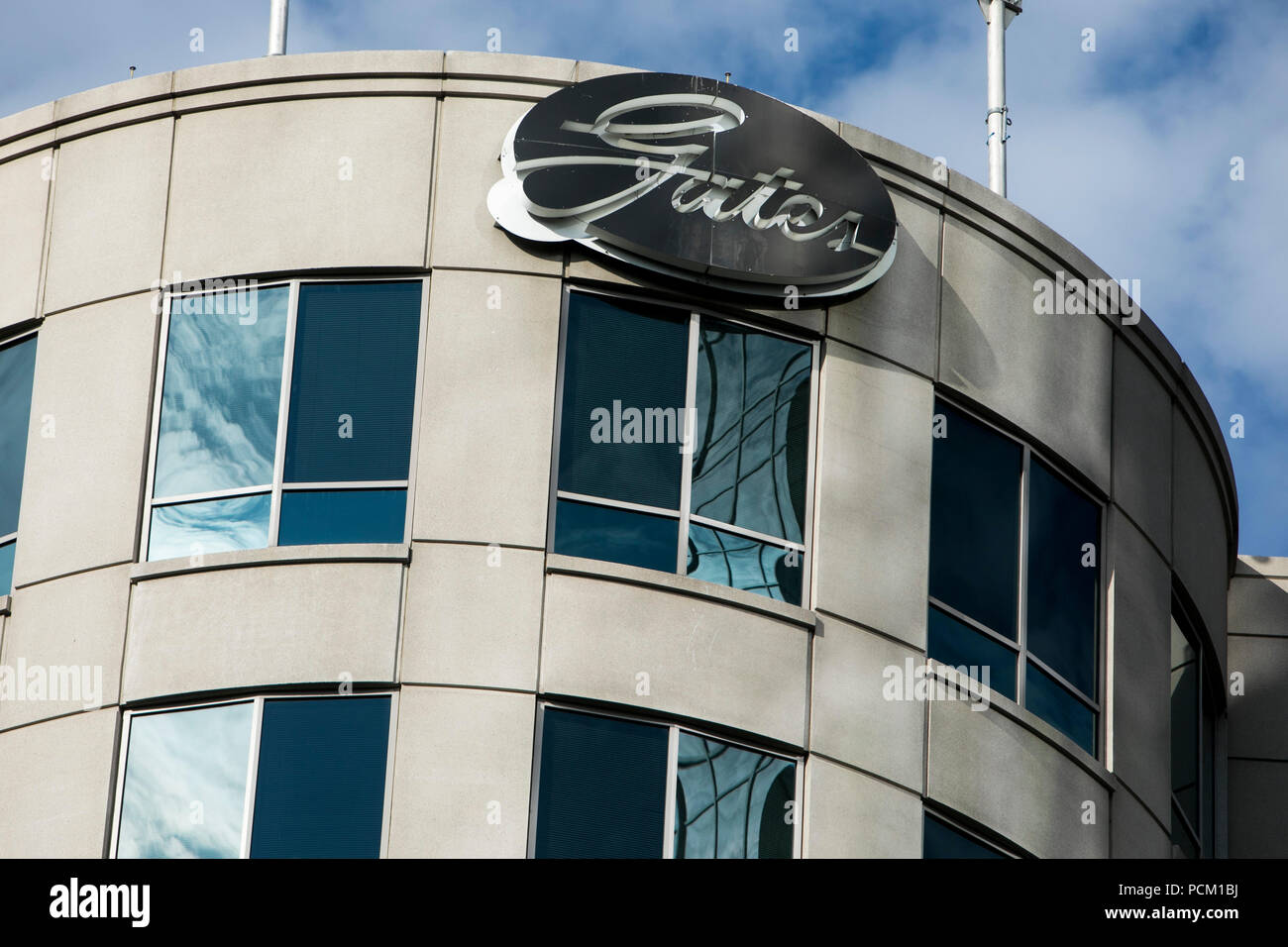 A logo sign outside of the headquarters of the Gates Corporation in Denver, Colorado, on July 22, 2018. Stock Photo