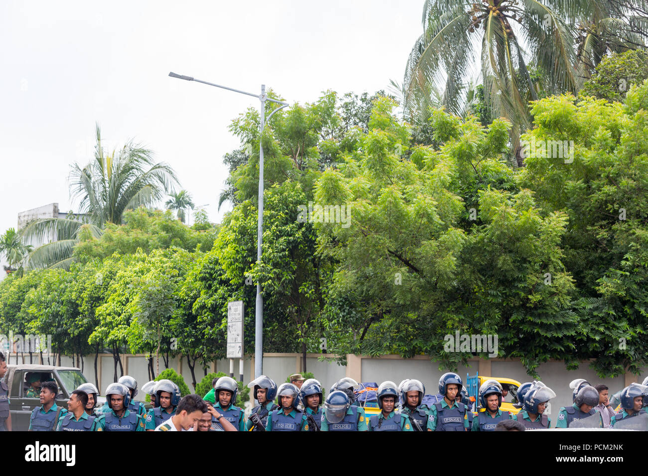 Dhaka, Bangladesh. 02nd Aug, 2018. Students from Dhaka College, Dhaka City College and Dhanmondi Ideal College protested to demand safer roads. Credit: Tahir Hasan/Pacific Press/Alamy Live News Stock Photo