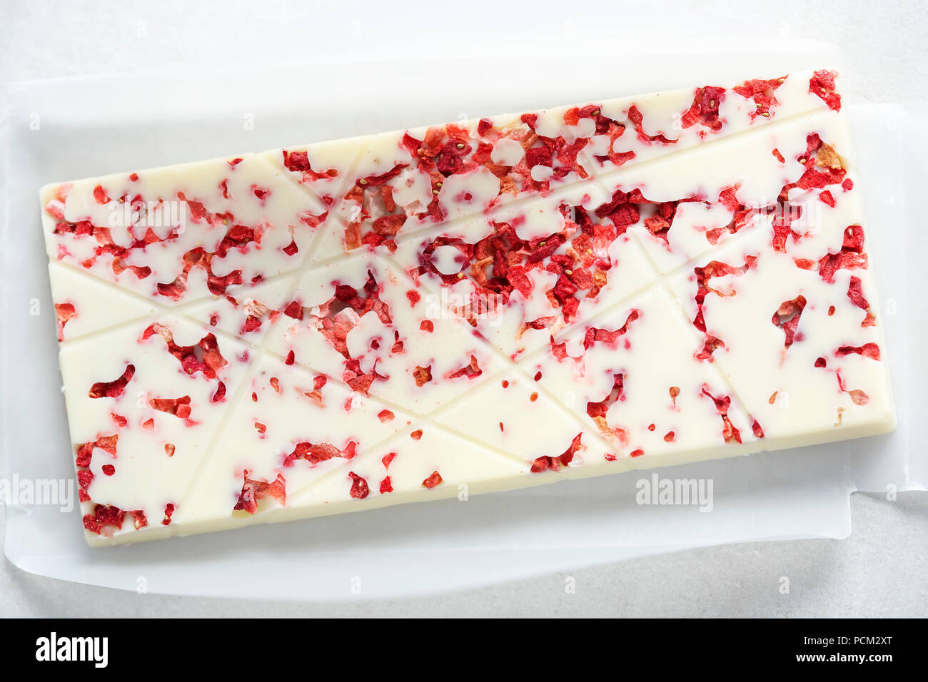 White chocolate bar with strawberries Stock Photo Alamy