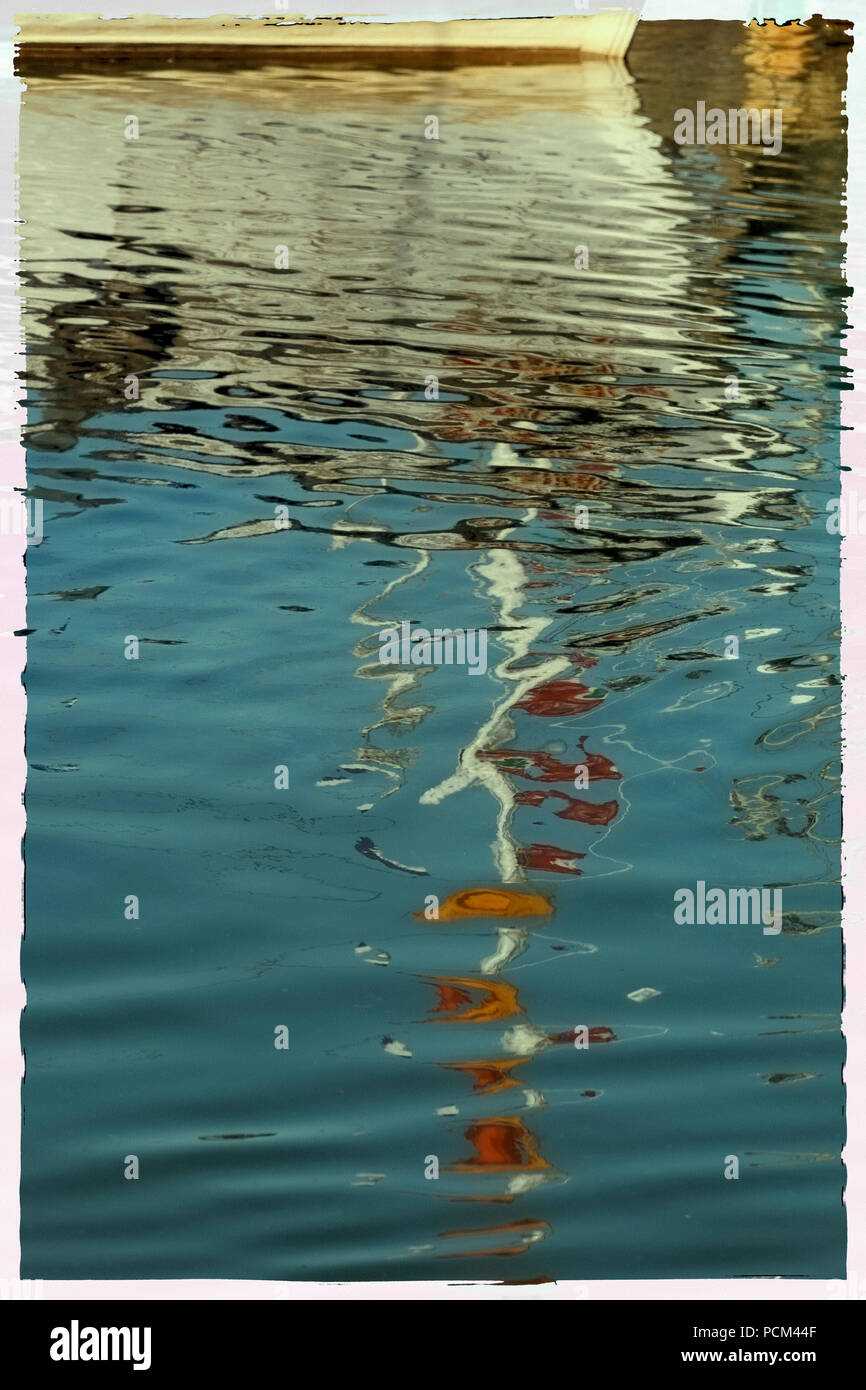 Abstract reflection of boats in water Stock Photo - Alamy