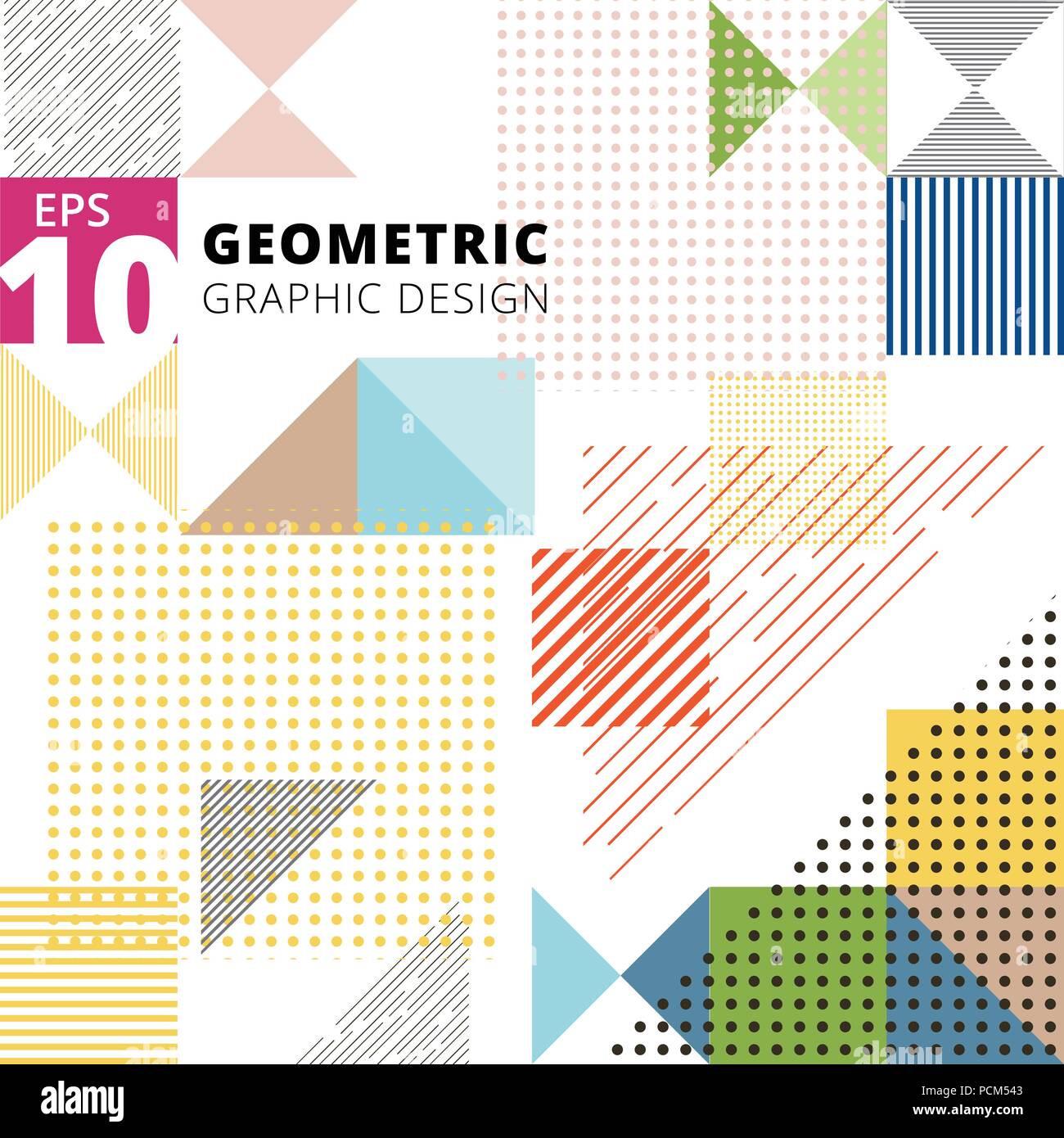 Abstract multicolor geometric pattern. Trendy geometric elements modern design. Vector illustration Stock Vector
