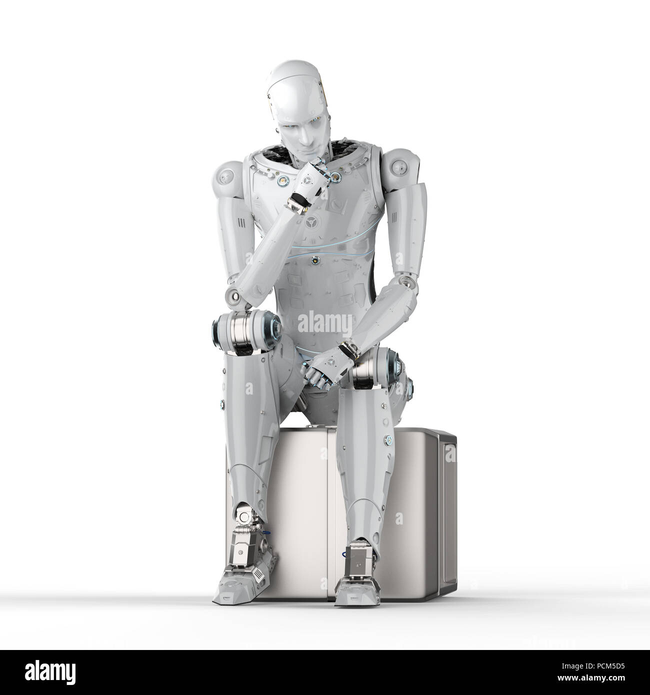 3d rendering ai robot think or compute Stock Photo