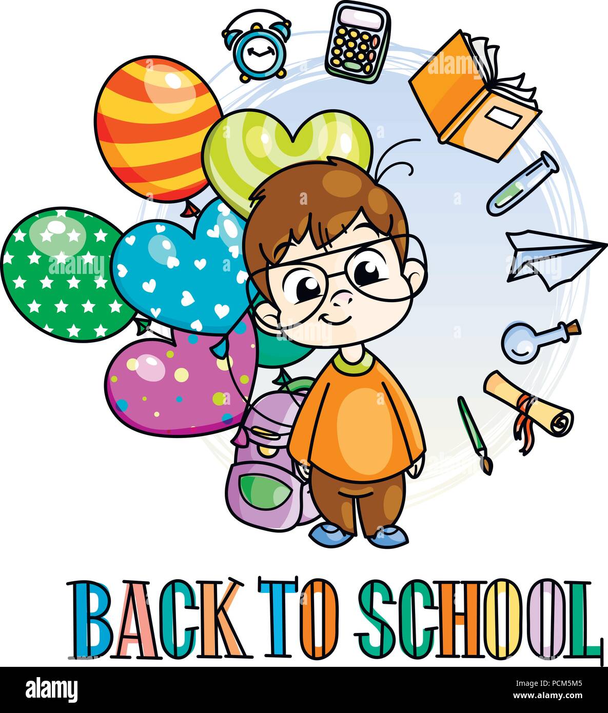 Welcome Back To School Cute School Kid Ready To Education Design Element For Print T Shirt Poster Card Banner Vector Illustration Stock Vector Image Art Alamy