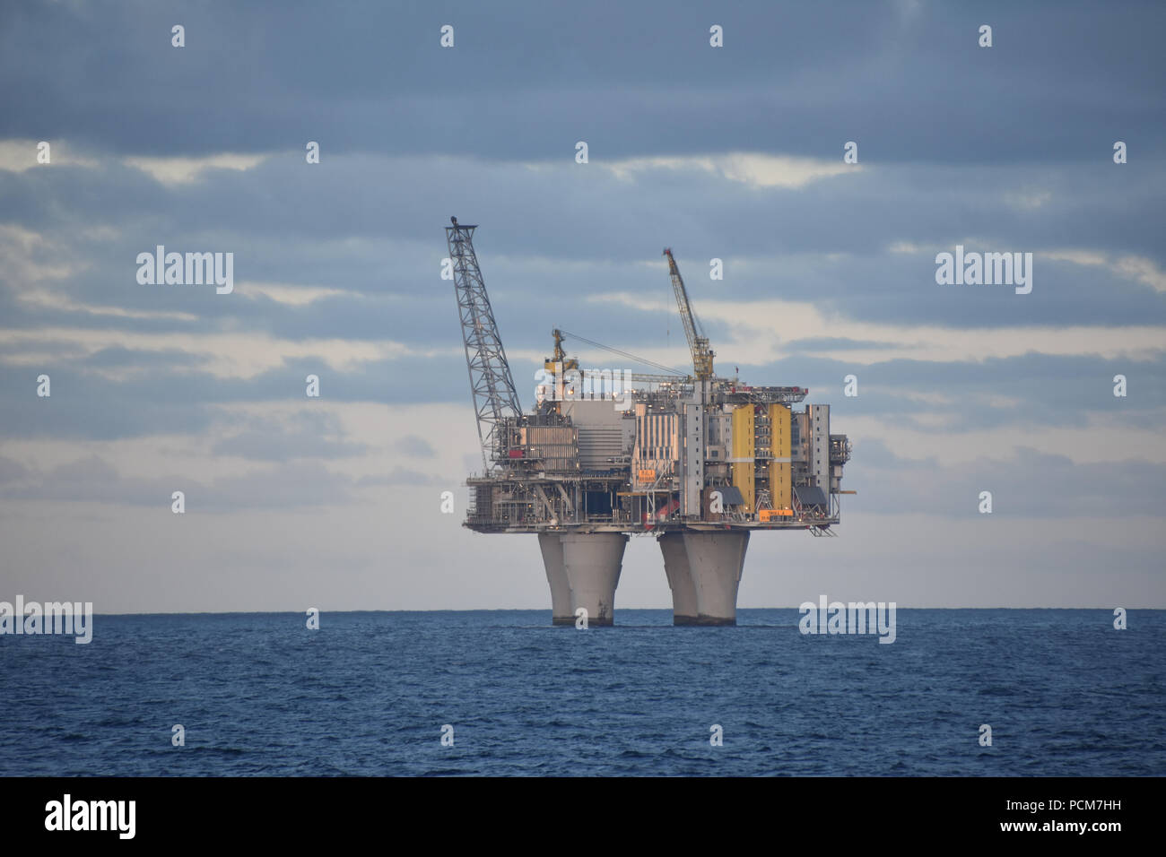 Deep sea oil rig in the North Sea between Norway and Scotland. July, 2018 Stock Photo