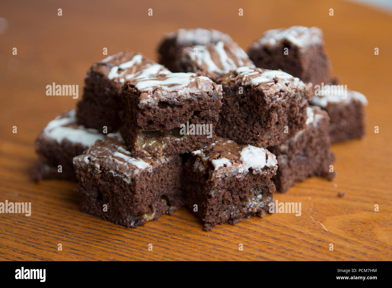 Salted caramel brownies Stock Photo - Alamy