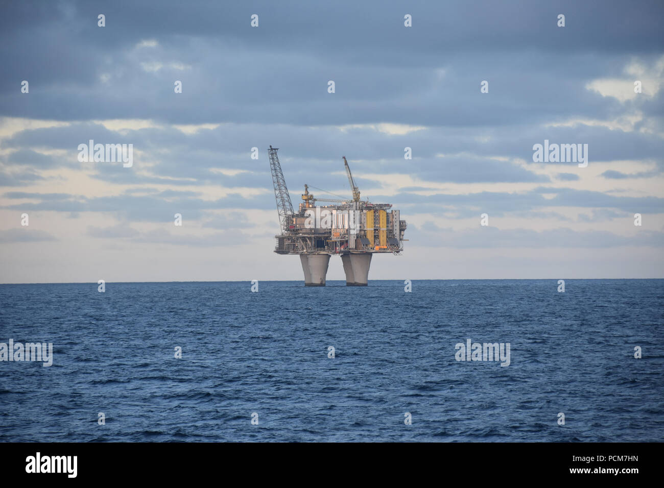 Deep sea oil rig in the North Sea between Norway and Scotland. July, 2018 Stock Photo