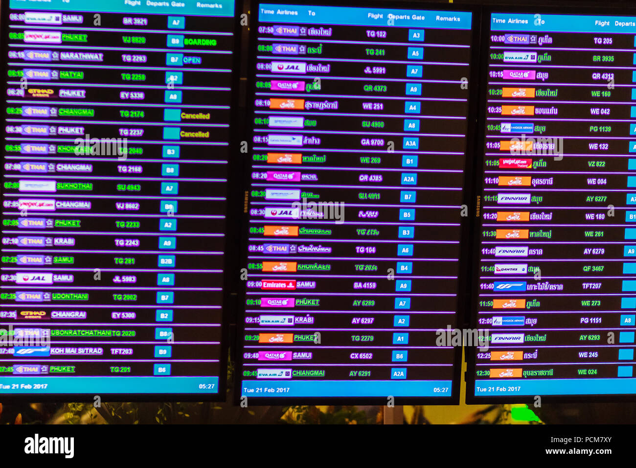 Bangkok, Thailand February 21, 2017 Passengers checking for digital