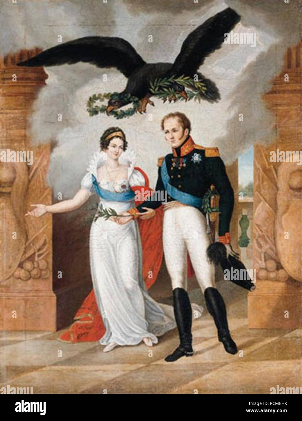 Alexander I with wife by anonym after Cardelli 2. Stock Photo