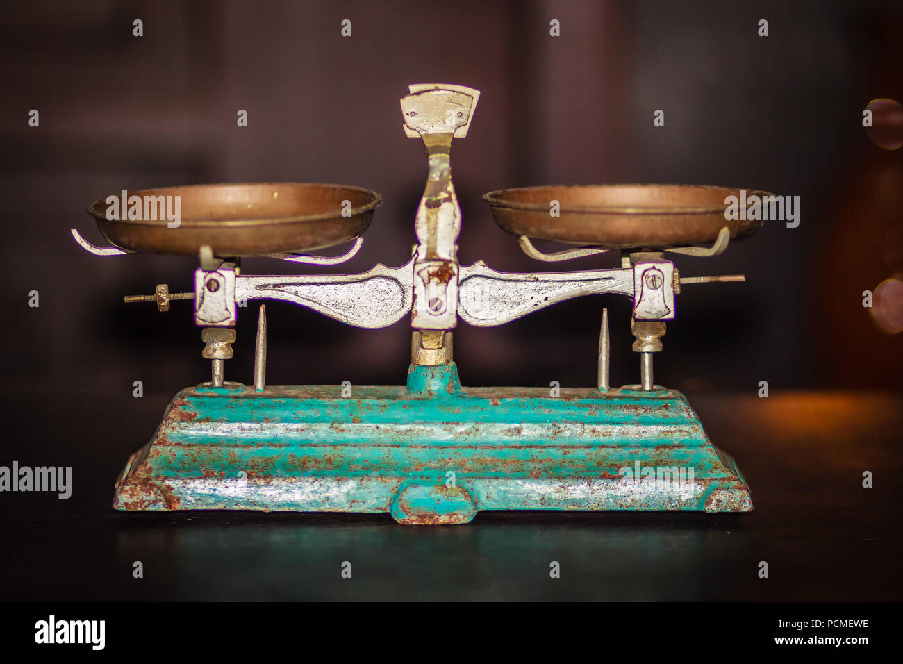 Old Golden weighing scale balance, Ancient old scale, Vintage old brass