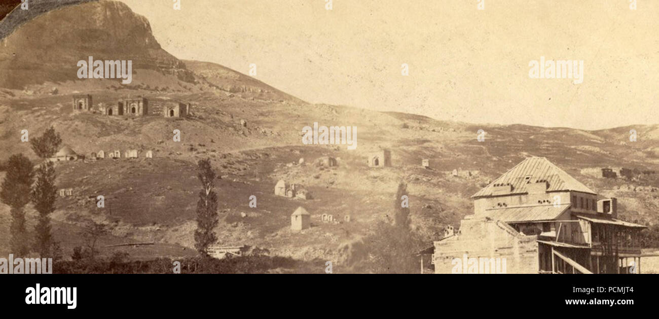 Alexei Ivanitsky. The Muslim cemetery in the hills near the Botanical Garden in Tbilisi. 1858 cropped. Stock Photo