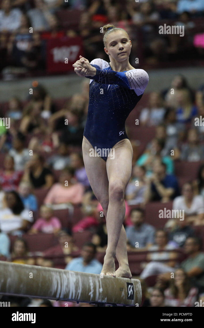July 28, 2018: Gymnast Jade Carey competes during the 2018 GK U.S