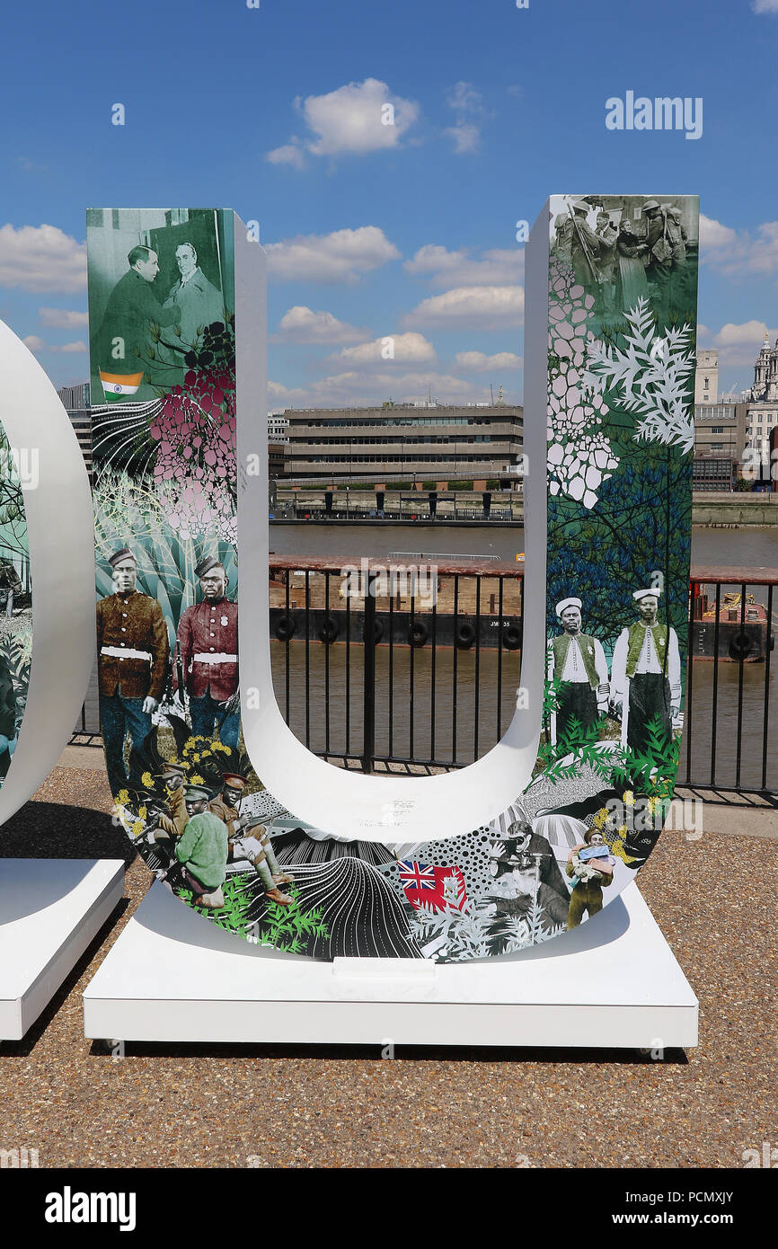 Riverside Walk, Tate Modern, South Bank, London, UK, 03 August 2018, Photo  by Richard Goldschmidt, The Royal British Legion launches 'Thank You'  movement with 100 days to go until World War 1