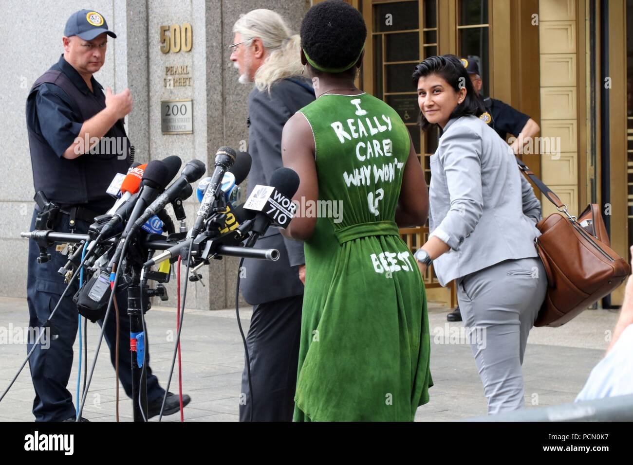 New York, NY USA. O3 Aug, 2018. Therese Patricia Okoumou, 44 (C) , the ...