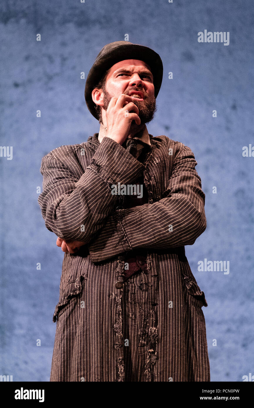 Edinburgh, Scotland, UK; 3 August, 2018. Waiting for Godot play by Samuel Beckett at the Lyceum Theatre at the Edinburgh international Festival. Performed by Druids theatre company and directed by Gary Hynes. Starring Irish actors; Garrett Lombard, Aaron Monaghan, Rory Nolan, Marty Rea. Credit: Iain Masterton/Alamy Live News Stock Photo