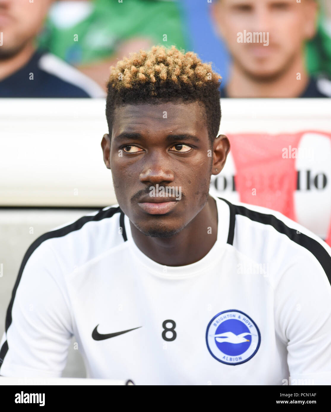 Brighton UK 3rd August 2018 - New Brighton signing Yves Bissouma during the pre season friendly football match between  Brighton and Hove Albion  and Nantes at the American Express Community Stadium Photograph taken by Simon Dack Credit: Simon Dack/Alamy Live - Editorial Use OnlyNews Stock Photo