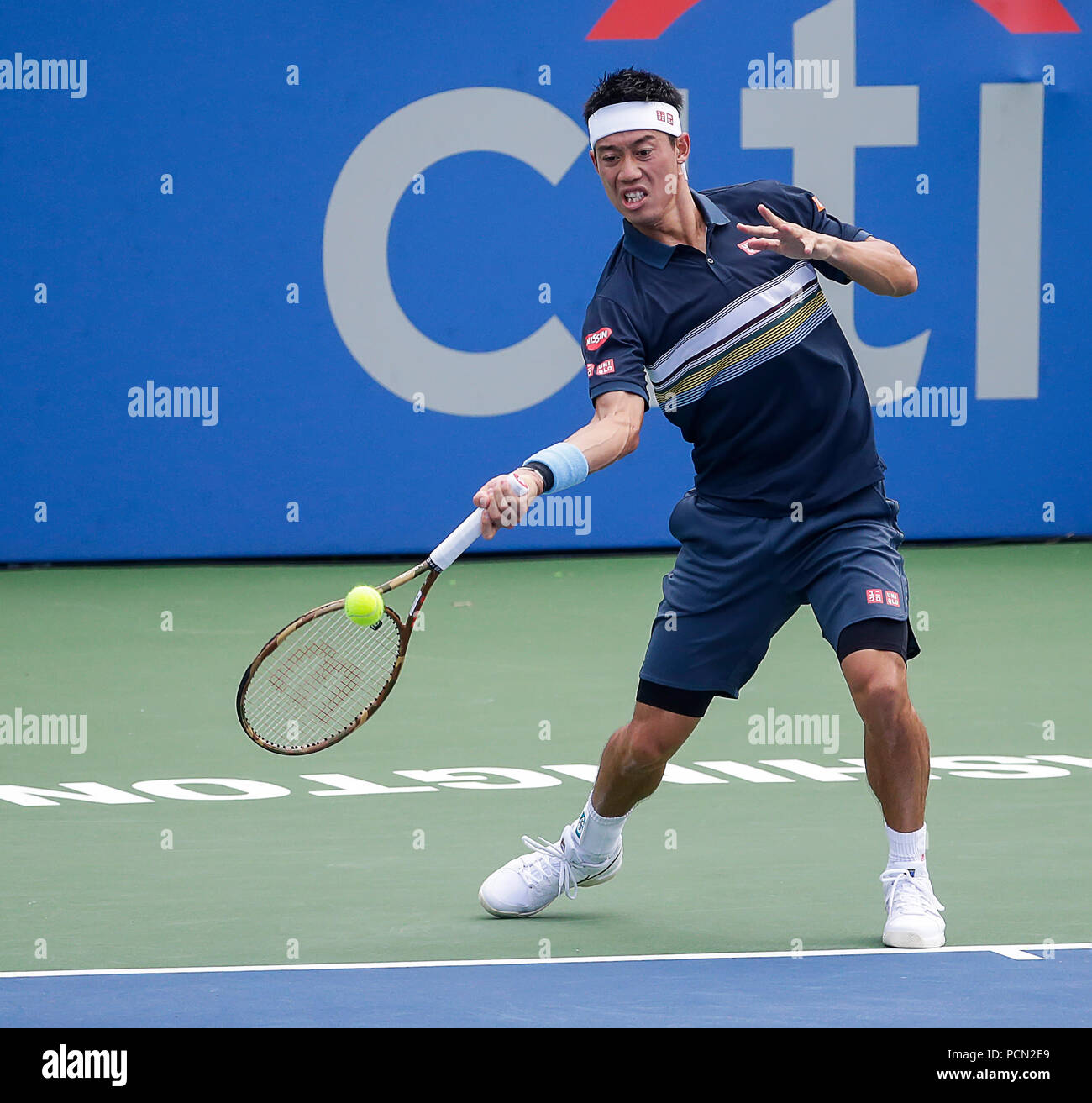 Washington DC, USA, 3 Aug 2018. August 3, 2018: Kei Nishikori plays a  forehand shot during a Citi Open tennis match at Rock Creek Park in  Washington DC. Justin Cooper/CSM Stock Photo - Alamy