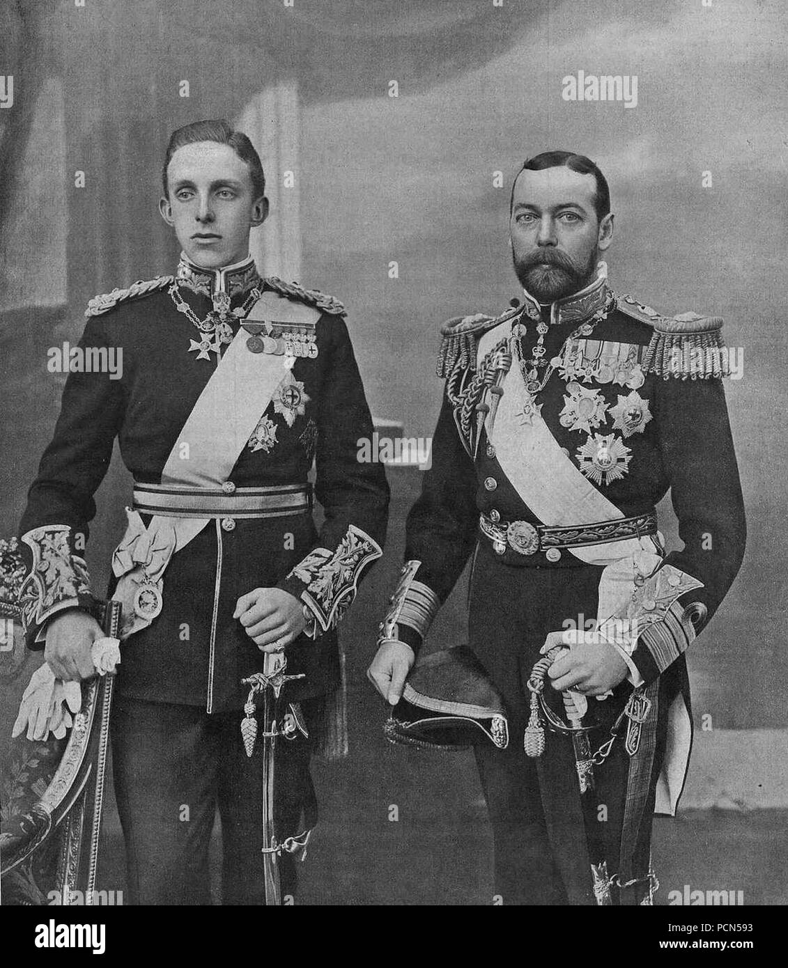 Alfonso XIII and George V. Stock Photo