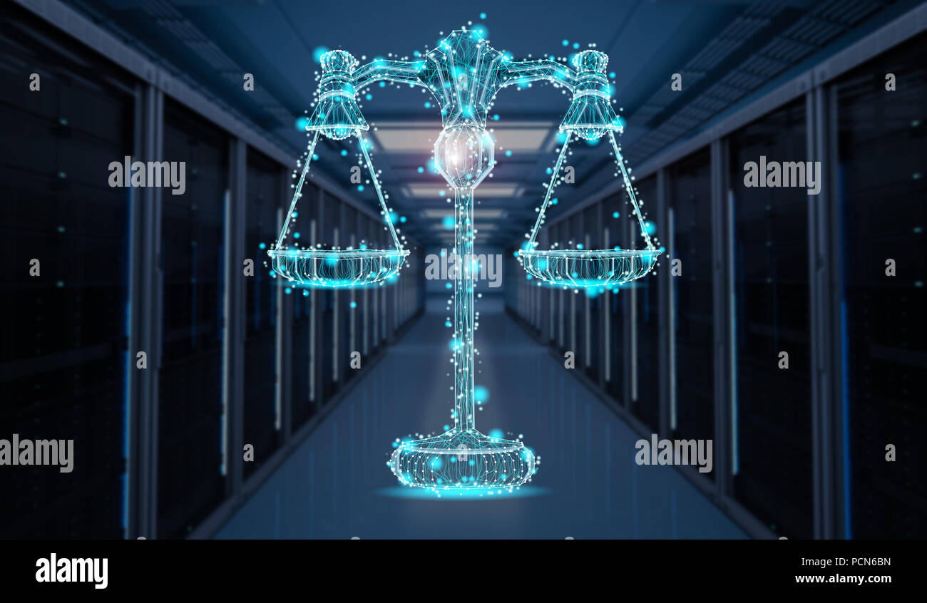 Internet Law Concept With Digital Display Law Scale Illustration Stock Photo Alamy