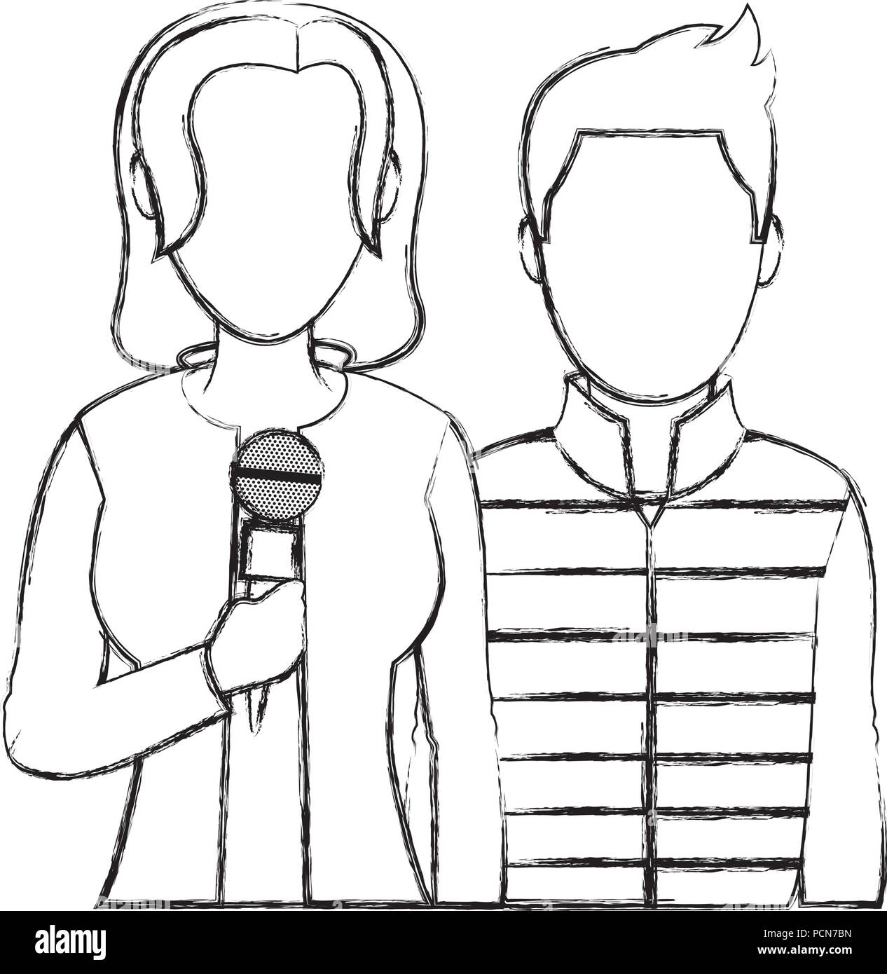 grunge woman and man partner reporters conference Stock Vector Image ...