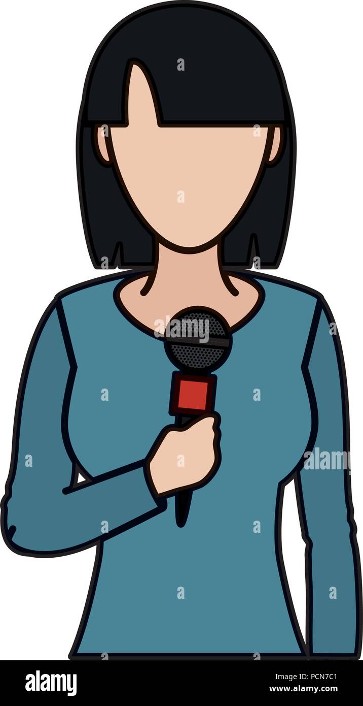 Reporter Objects Professional woman reporter microphone Stock Vector Images - Alamy