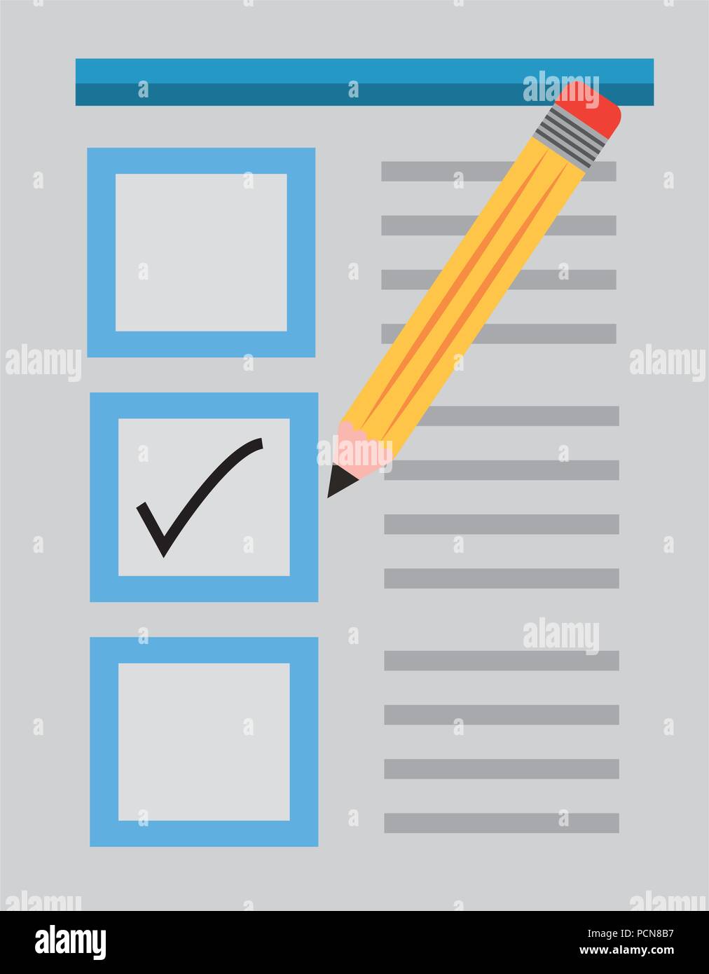 document paper check mark pencil vector illustration Stock Vector Image ...