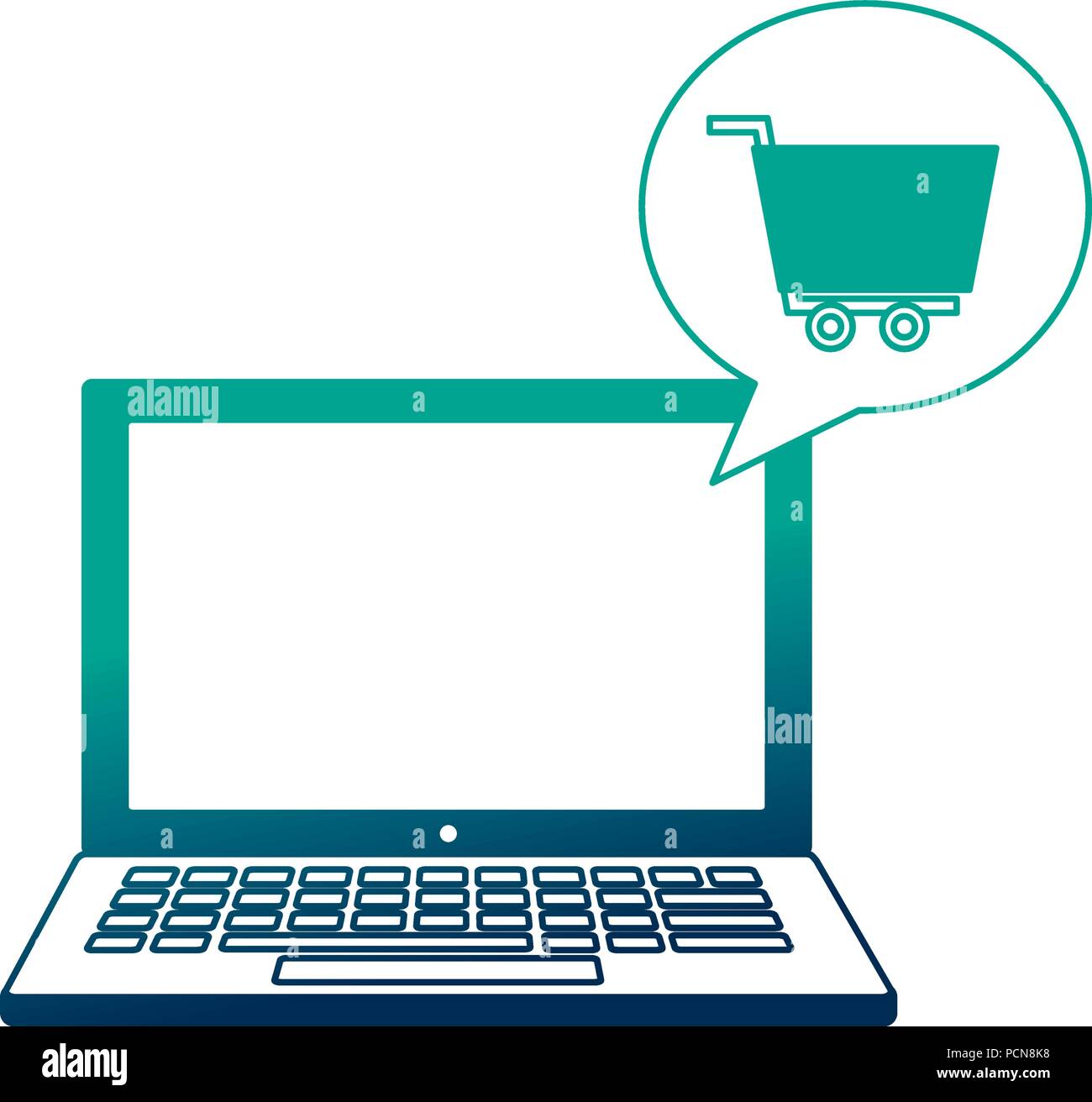 laptop computer with shopping cart vector illustration design Stock ...