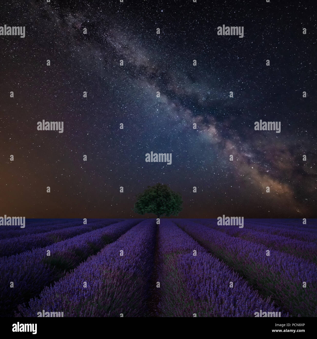 Stunning vibrant Milky Way composite image over landscape of Beautiful ...