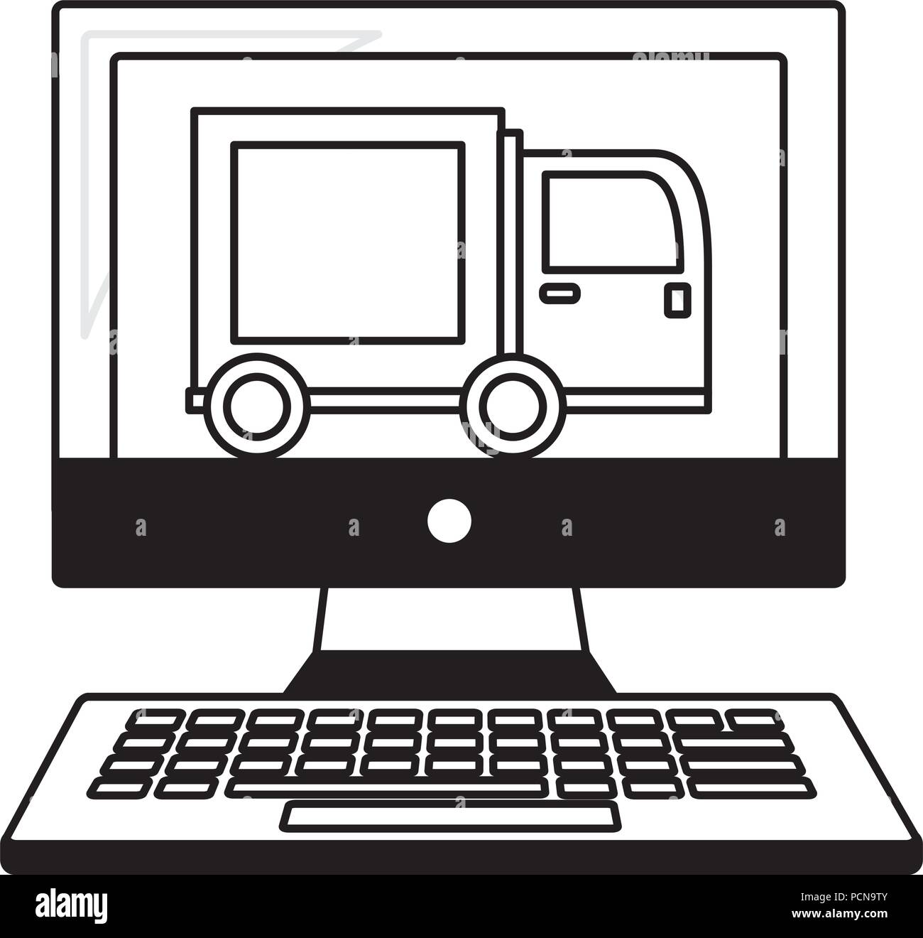 computer with delivery truck isolated icon Stock Vector Image & Art - Alamy