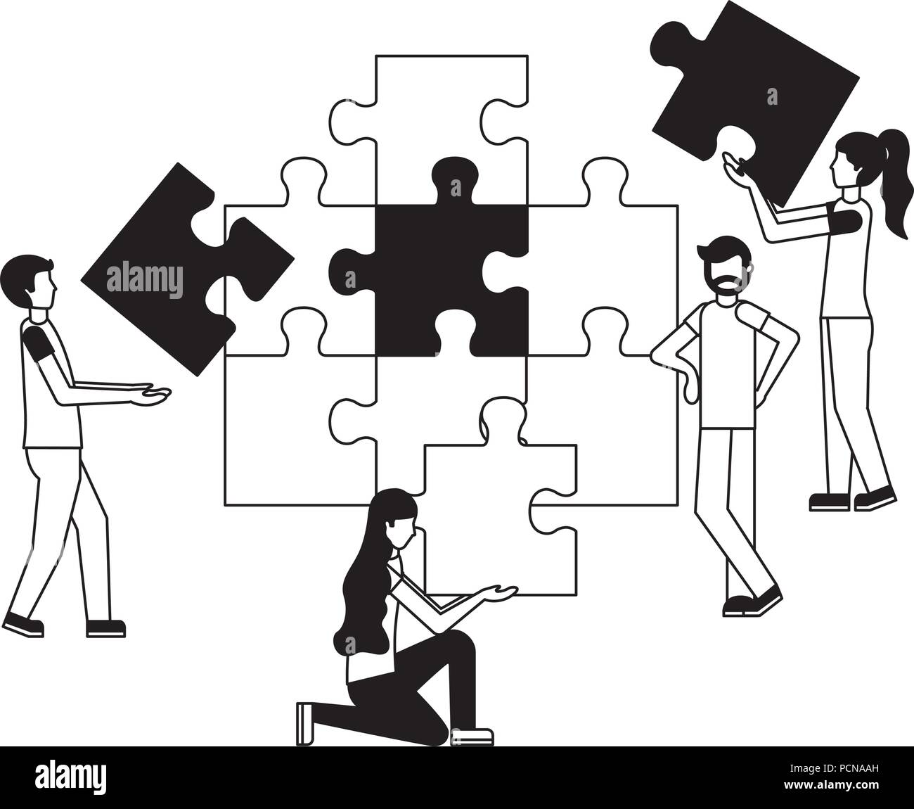 team work with puzzle pieces Stock Vector Image & Art - Alamy