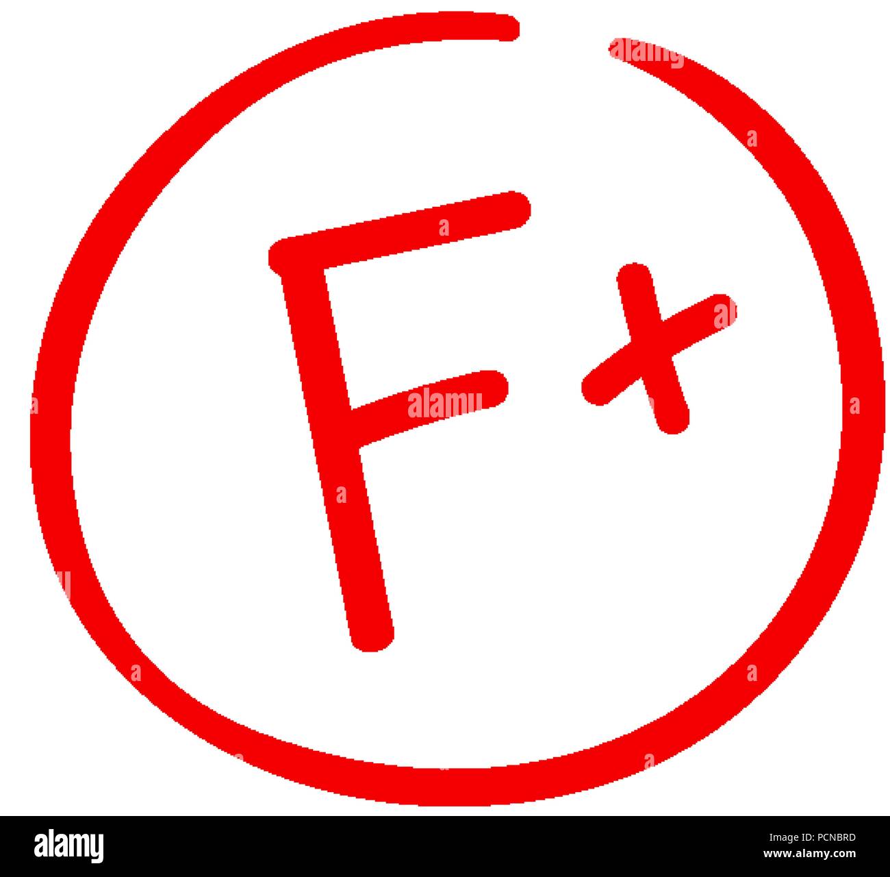 F plus examination result grade red latter mark Stock Vector