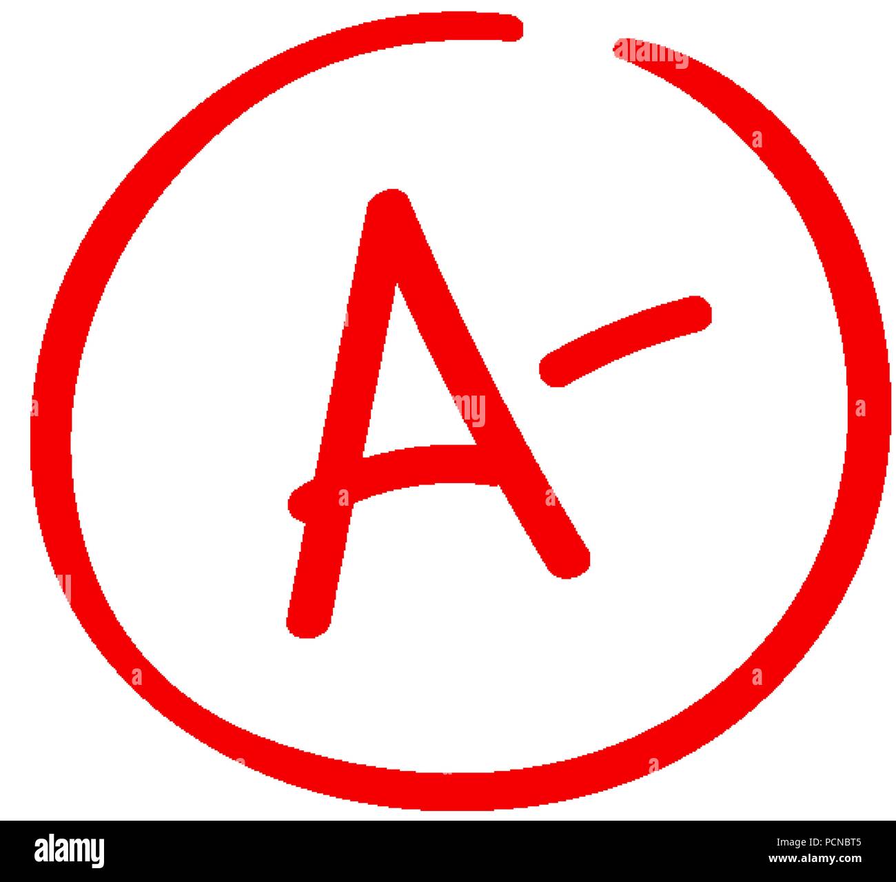 A minus examination result grade latter mark Stock Vector