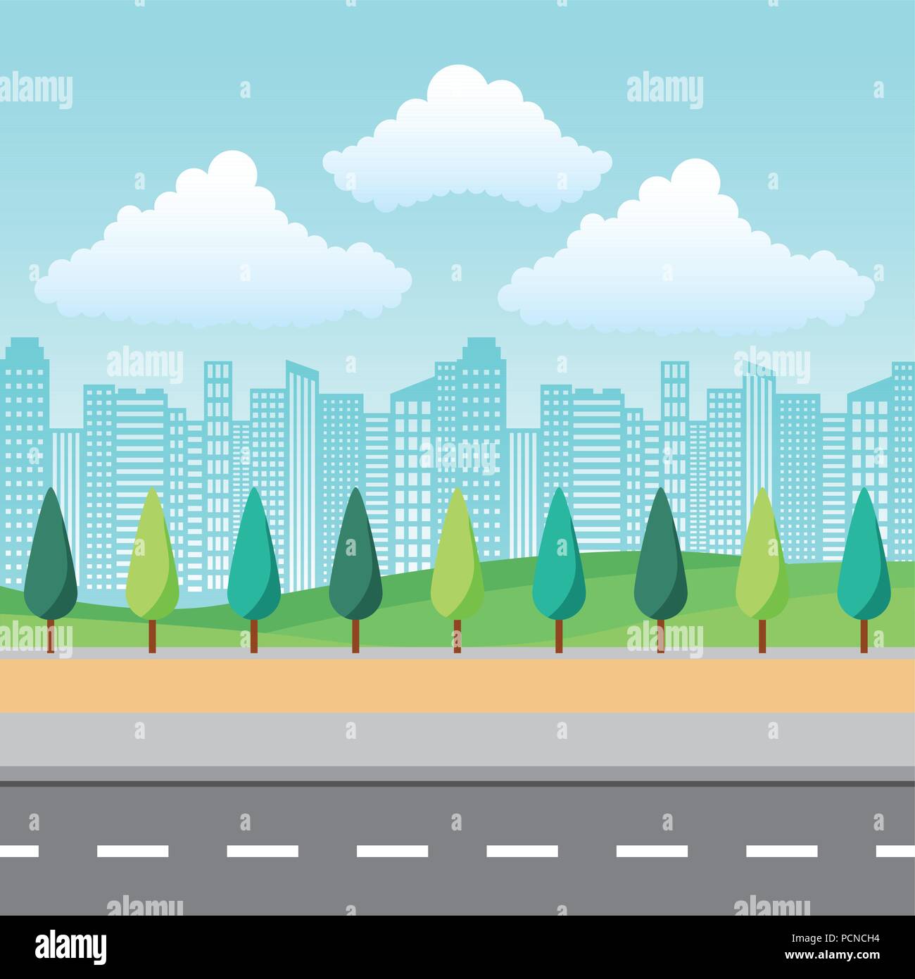 landscape park and city Stock Vector Image & Art - Alamy