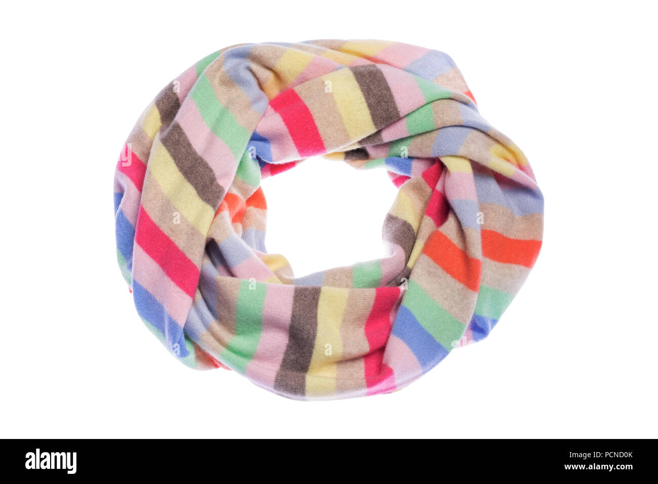 Striped scarf on a white background. Stock Photo