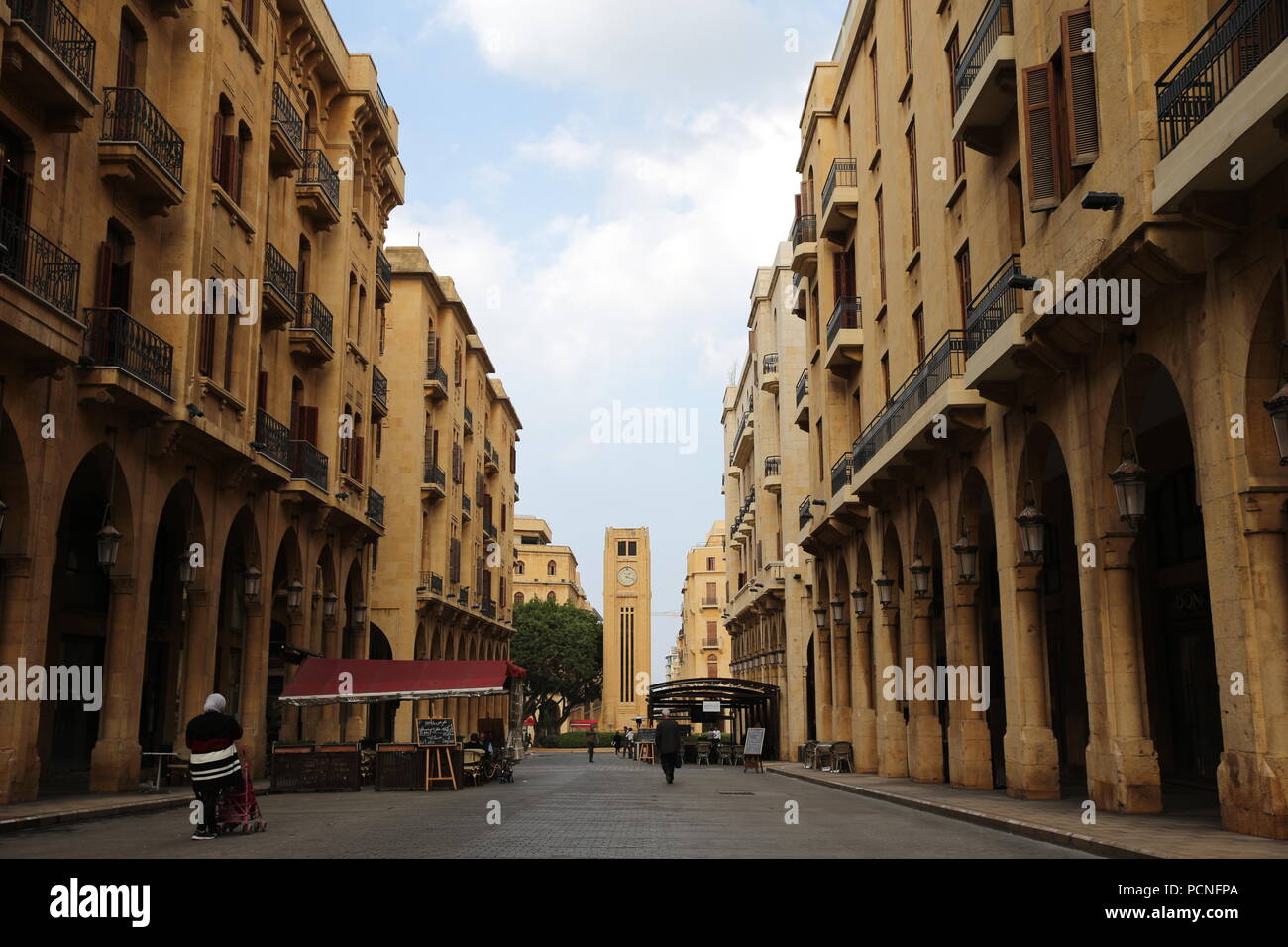 Beirut’s historical downtown was in ruins during Lebanon’s civil war. Now the city center features plush apartments, and restored historical buildings Stock Photo