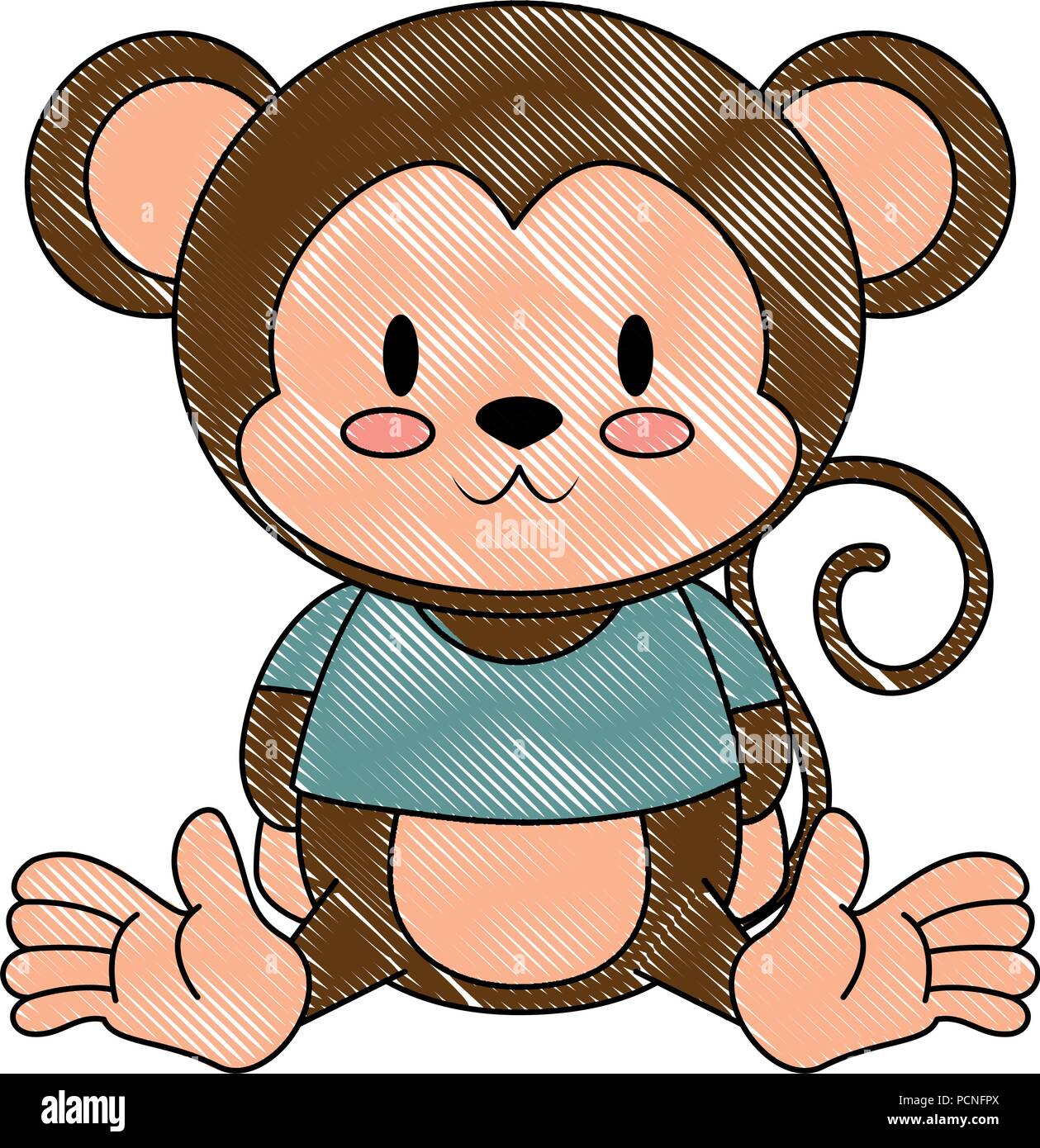 cute and adorable monkey character vector illustration design Stock ...