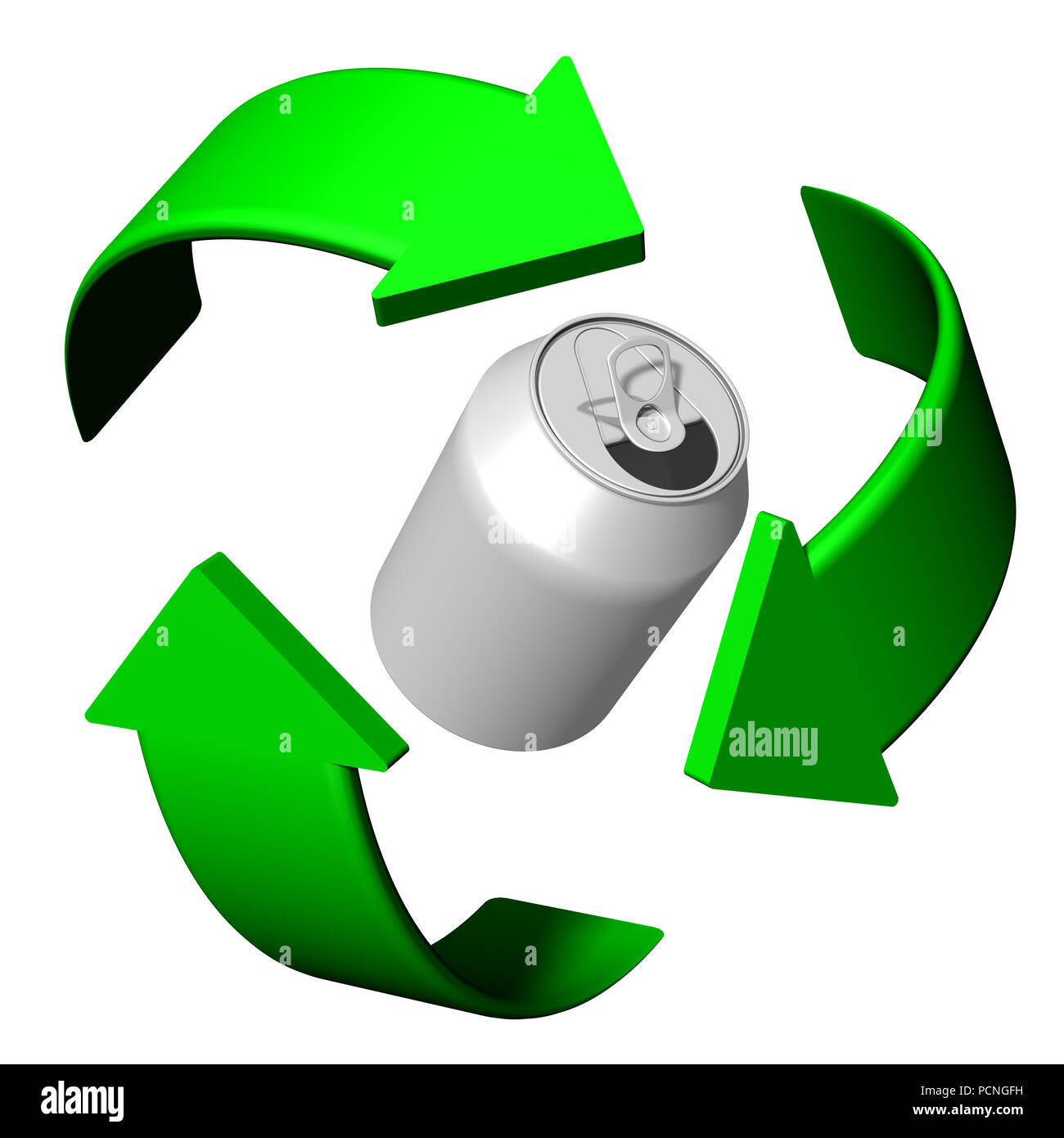 Cans and metal. Recycling symbol.. Ecological cleaner world. Stock Photo