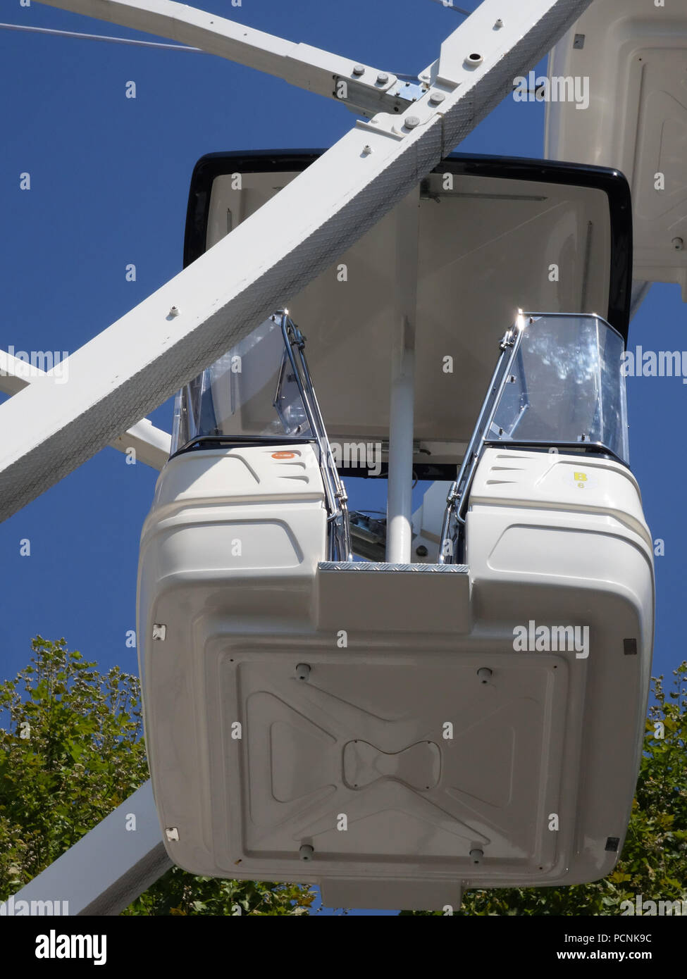 closeup of the carriage that carries passengers on the Ferris Wheel Stock Photo