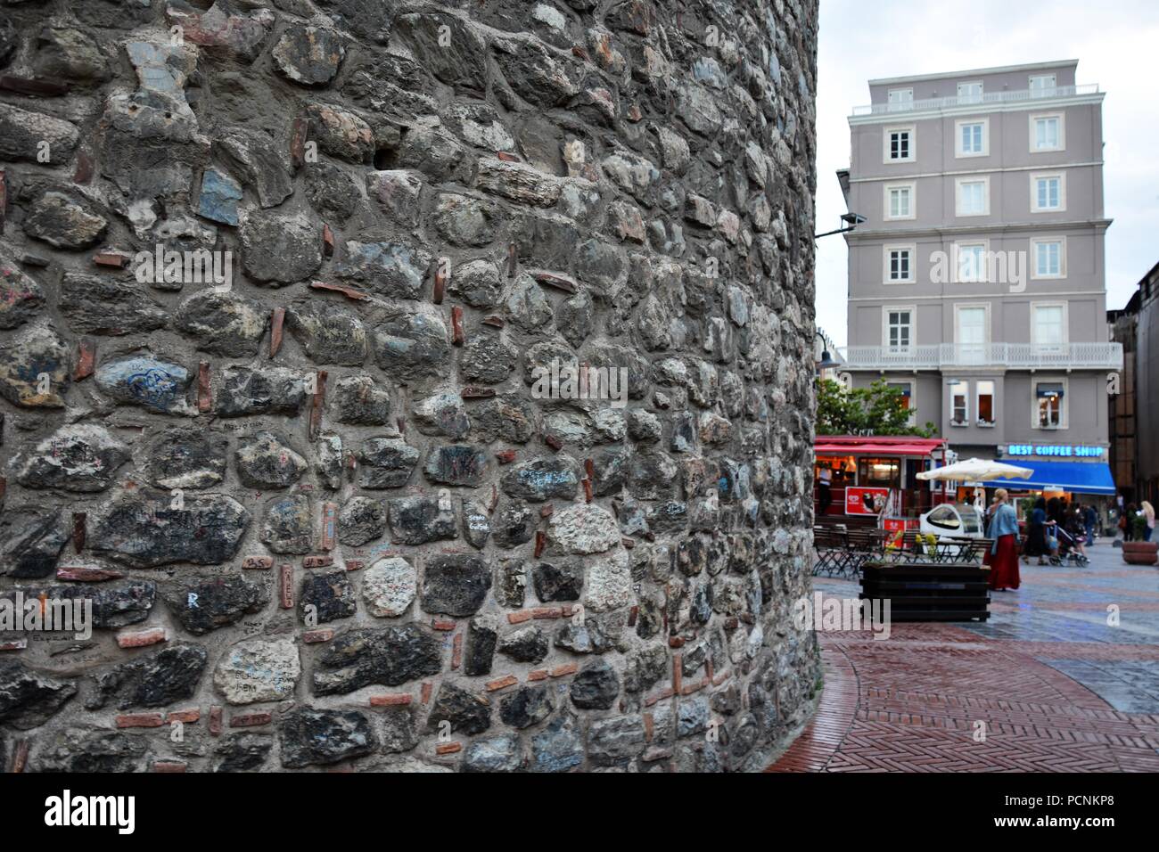 Galata Tower entrance in the evening Stock Photo Alamy